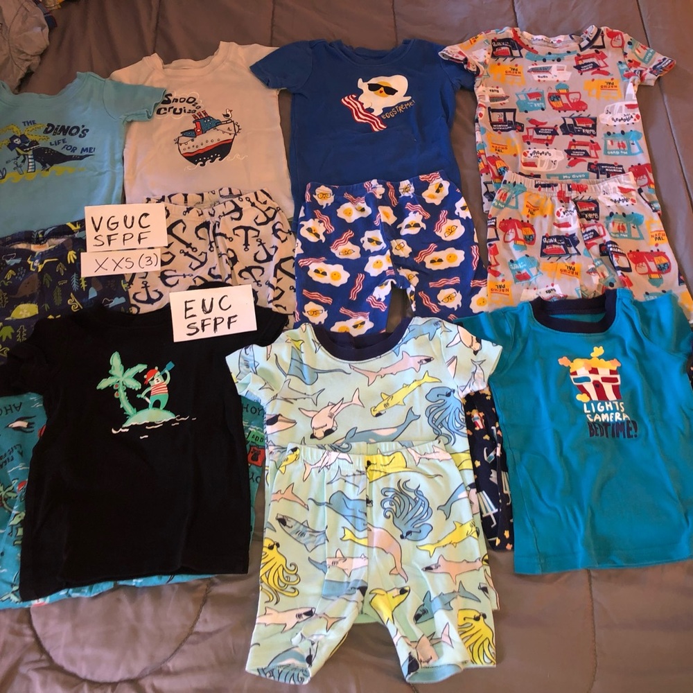 Boys short sleeve summer pajama bundle